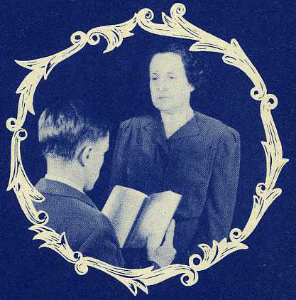 Boy reading to woman