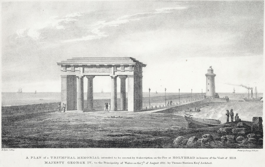 engraving of the planned triumphal arch at Holyhead