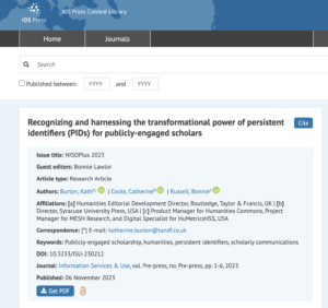 screen grab of journal article