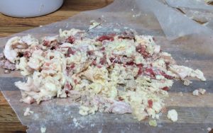 chopped fat on a table