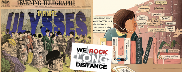 Collage of images representing the speakers' dissertations