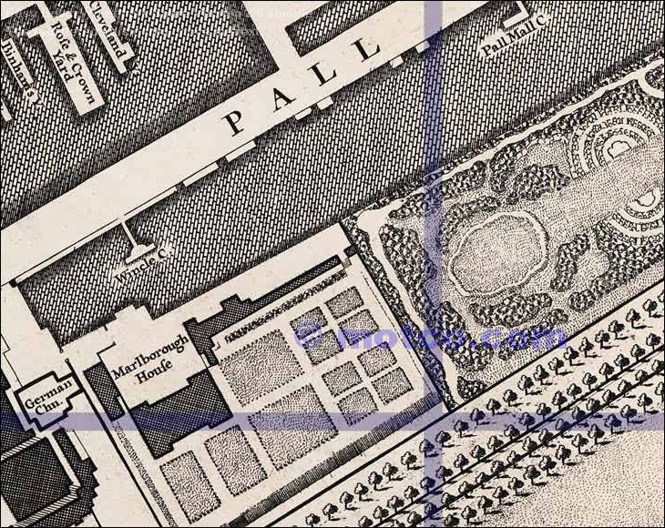 Pall Mall, Rocque, 1746, via Old Bailey Online, courtesy Motco Enterprises Limited Ref: www.motco.com