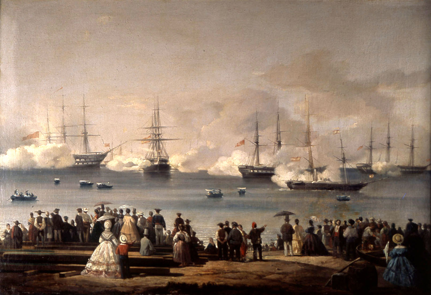 “Gallego y Álvarez, Domingo. Combate naval. Simulacro realizado por la escuadra del Almirante Pinzón en Alicante ante la reina Isabel II. 1862”: https://bibliotecavirtual.defensa.gob.es/BVMDefensa/es/consulta/resultados_ocr.do?id=18863&tipoResultados=BIB&posicion=1&forma=ficha  