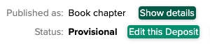 screenshot showing provisional status and button to edit deposit