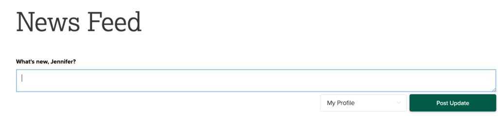 Screenshot of "what's new" prompt on news feed.
