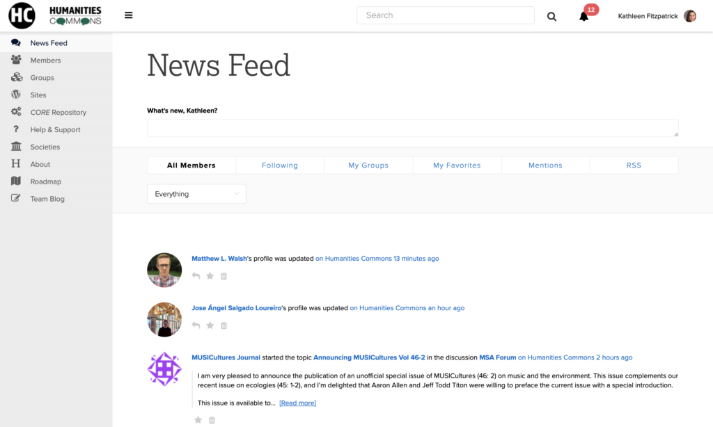 Screenshot of News Feed