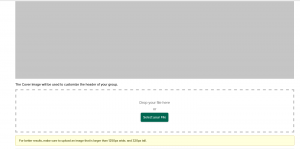 Screen for uploading cover photo while creating group