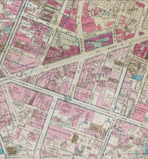 Hotel Edison in relation to Eastman School, Downtown Rochester ca. 1930s