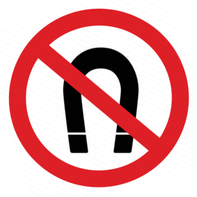 A prohibition sign with a magnet inside.